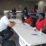 ) Dr. Duane Sands, The Bahamas’ Minister of Health, registers to donate blood at the National Blood Drive at the Thomas A Robinson National Stadium.