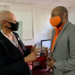 (l to r) Cleopatra Christie, Administrator, The Bahamas Crisis Centre chats with C. Kino McCartney, Branch Manager, 21 Collins Avenue, Colina.