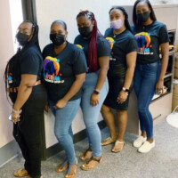 Colina’s Central Processing Unit lined up for Autism awareness (l to r): Kelsie Sands, Premium Notices Clerk; Tanya Wemyss, Supervisor; Kristen Huyler, Central Processing Unit Clerk; Nekera Johnson, Policyholder Administrator; Stefka McKinney, CPU Processor, Central Processing Unit, Colina Insurance Limited.