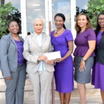 (l to r) Leotha Nixon, Manager, Human Resources; DeAndrea Lewis, Vice President, Life Operations; Mrs. Cleopatra Christie, Administrator, The Bahamas Crisis Centre; Wendy Butler, Vice President, Group & Health Benefits; Nickara Roberts, PMP, Manager, IT Projects & Support; Maxine V. Seymour, Director, Corporate Communications.