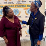 Patricia Bain shares a moment with Patricia Glinton-Meicholas while she talks about how her name came from the editor herself.