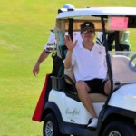 Chris gives a friendly wave to the camera ahead of the competition.