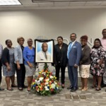 (l to r) Elrod Outten, Director, Sales; DeAndrea Lewis, Vice President, Life Operations & Sales; Deveral Ferguson, Sales Representative; Carmen Major, Sales Representative; Sylvia Andrea Bonamy; Anthony Longley, Sales Representative; Alfreda Knowles, Sales Representative; Patricia Bain, Director, Human Resources and Marcus Bosland, Chief Operating Officer.
