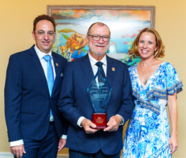 (l to r) Andrew Alexiou, Managing Director, Apollo Family Office Limited; Emanuel M. Alexiou, Honouree and Colina CEO and Melissa Alexiou.