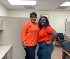 The Carmichael branch was all smiles in their orange.
