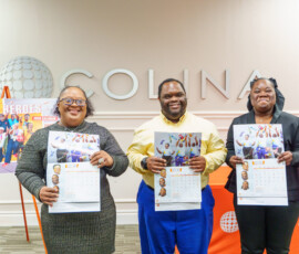 The trio from The Bahamas Down Syndrome Association recreates their photo chosen for the month of March.