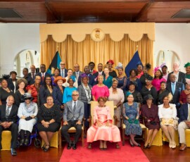 A collective photo with all of the honourees during the Honouring Our Journey Award Ceremony.