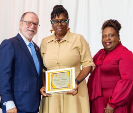 Christine Knowles was recognised for 35 years of service to Colina.