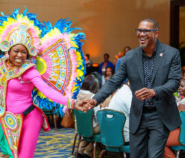 COO, Marcus Bosland, danced to the junkanoo beat.