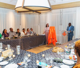 Elrod Outten, Director of Sales, addresses the celebrants.