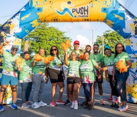 Members of Team Colina participate in the 15th Annual Geriatric Pushathon on Saturday.