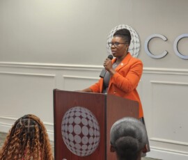 Maxine Seymour, director of corporate communications at Colina and chief communications officer of CHBL, spoke to the students about communications and was the host of the event.
